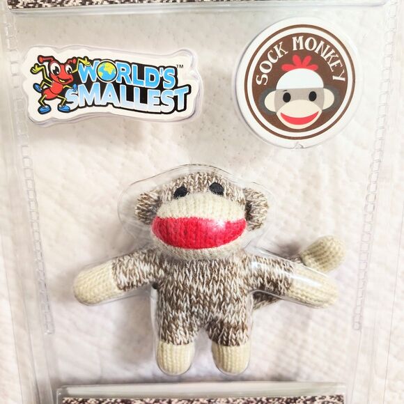 World's Smallest SOCK MONKEY Toy Miniature Doll Retro Mini Plush Figure - Picture 2 of 5
